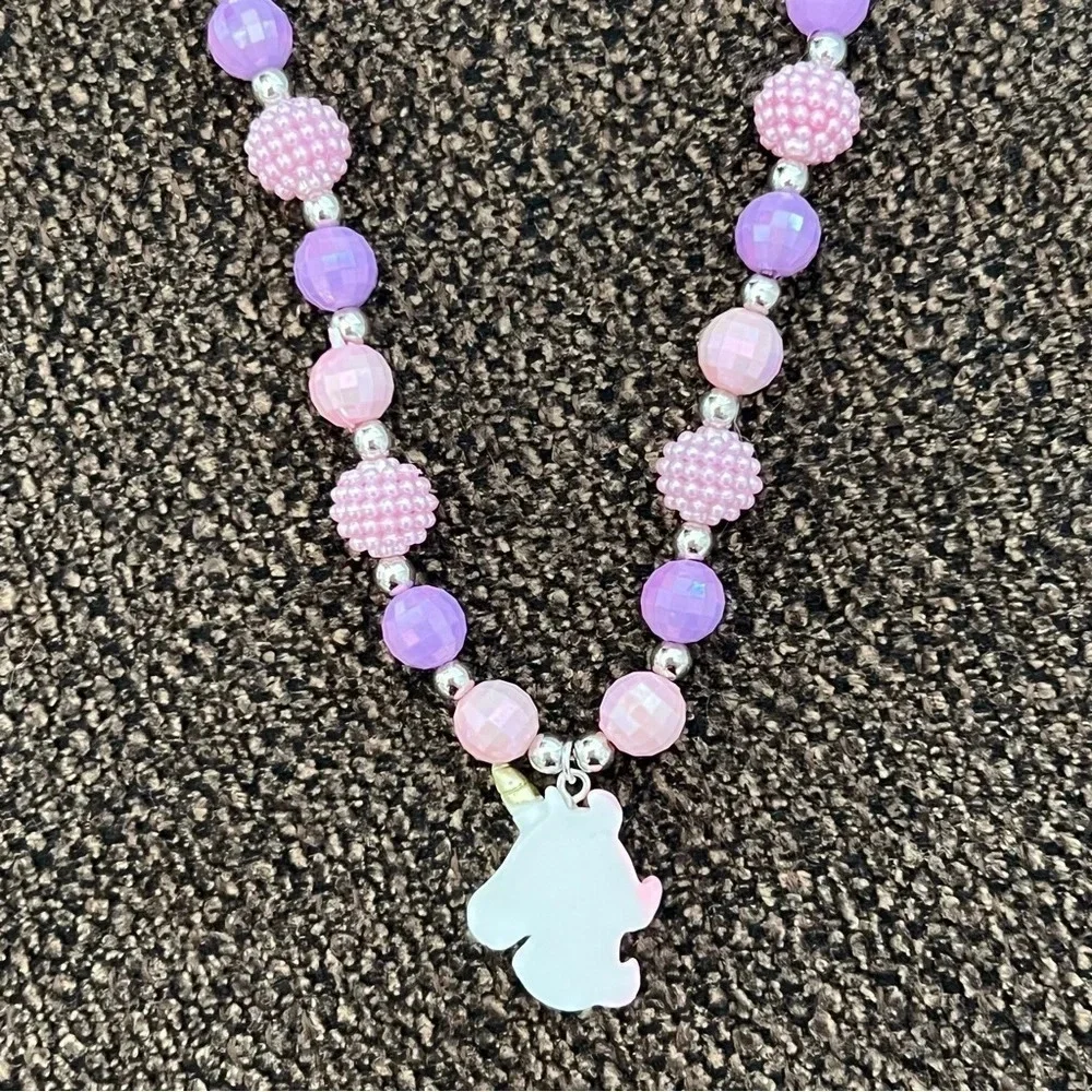 Unicorn Charm Beaded Necklace for Little Girls Children Jewelry Kids Gift